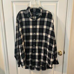 Ralph Lauren Blaire Long Sleeve Classic Green Plaid Button-Down Shirt ~ XL
